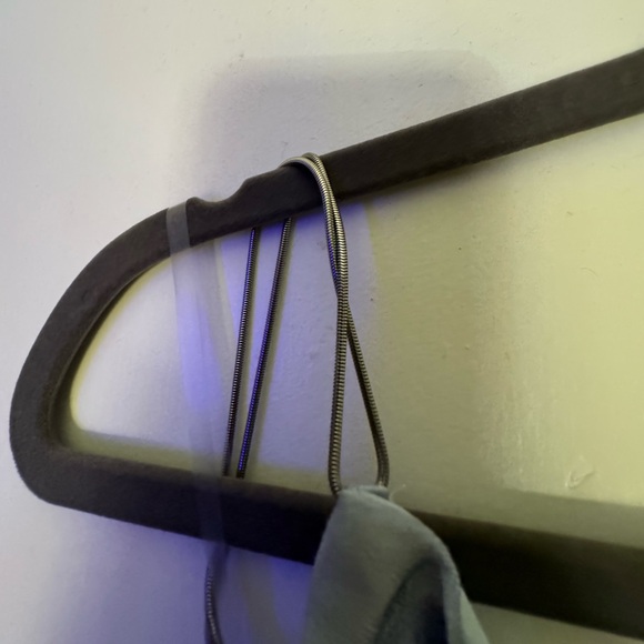 Light blue silk dress with chain straps - Picture 6 of 8